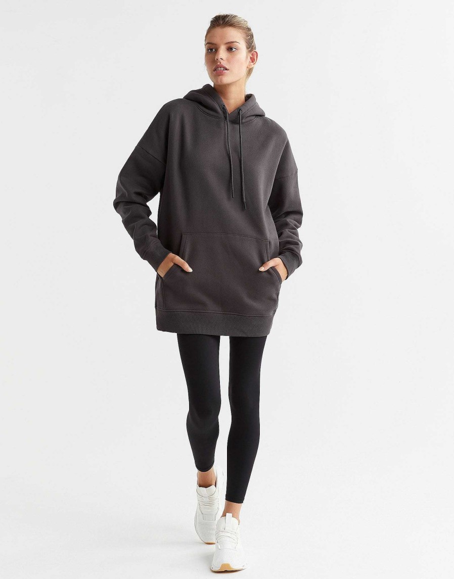 Women Lilybod Sweaters | Lucy Hooded Sweater In Coal Gray