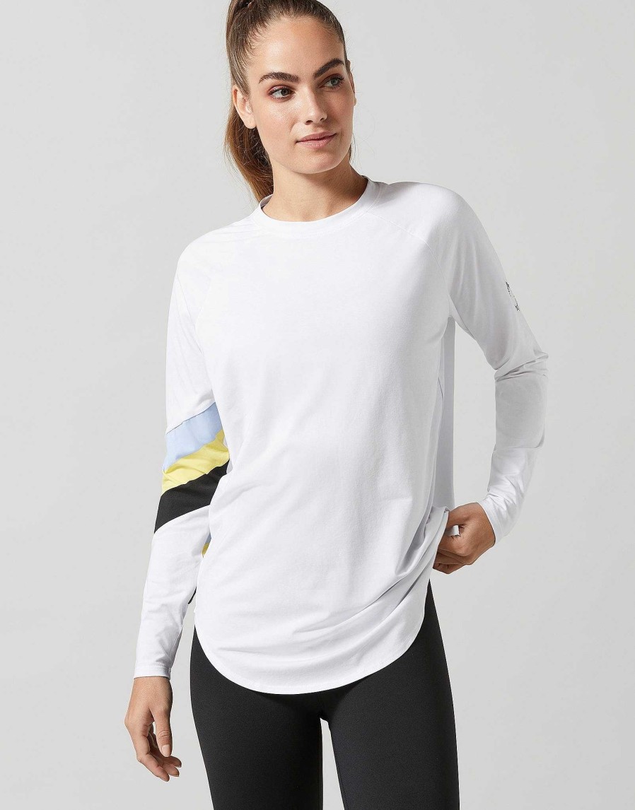 Women Lilybod Long Sleeve Tops | Nikki Long Sleeve Tee In White & Yellow