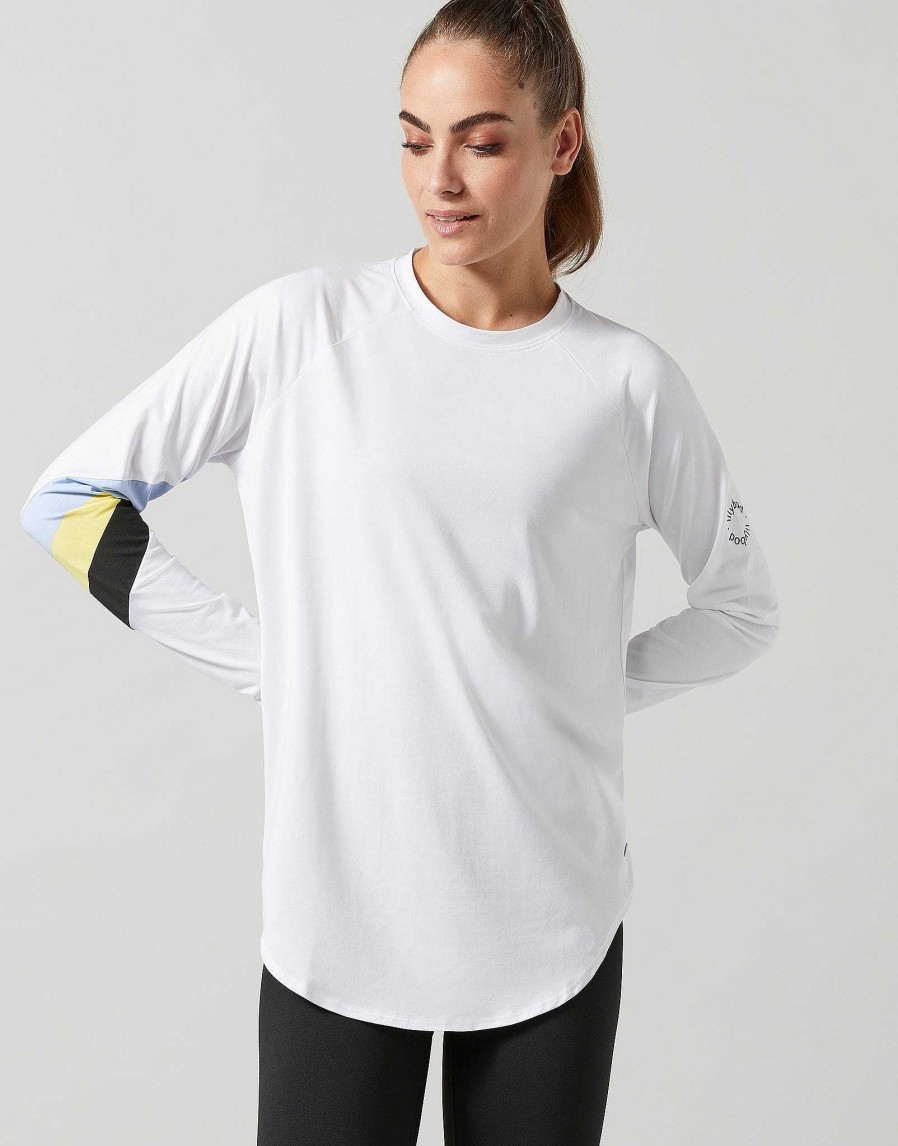 Women Lilybod Long Sleeve Tops | Nikki Long Sleeve Tee In White & Yellow