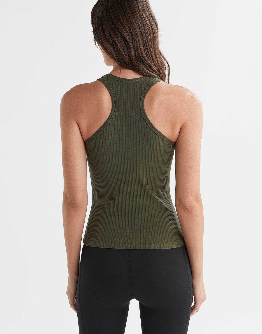 Women Lilybod Tees & Tank Tops | Leera Rib Tank - Olive Green