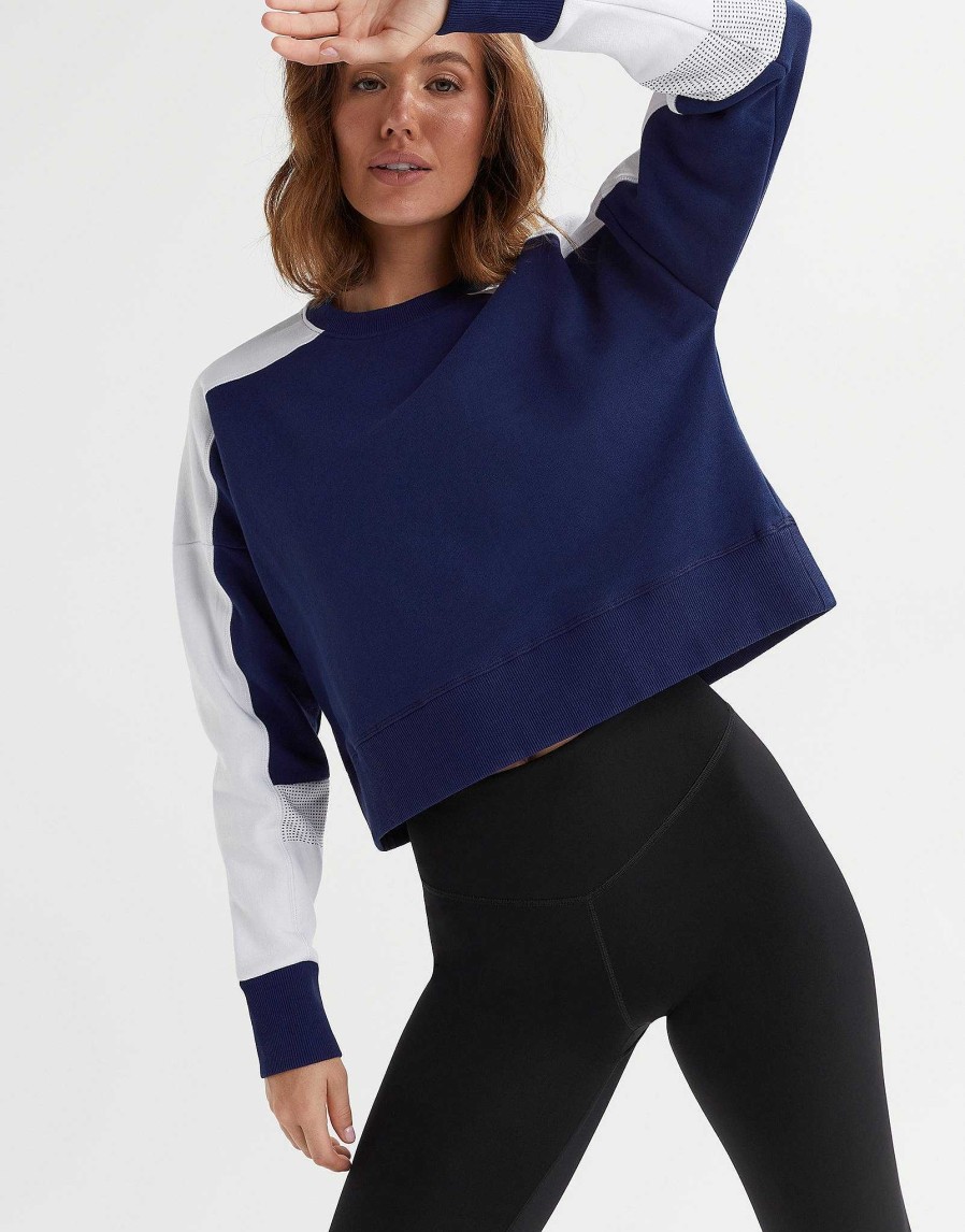 Women Lilybod Sweaters | Alyna Sweat Top - Blue Depths & Signature Bright White.