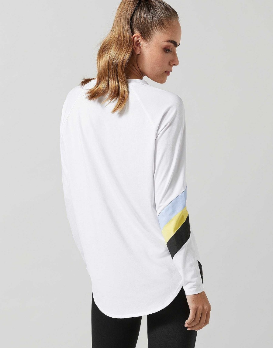 Women Lilybod Edit | Nikki Long Sleeve Tee In White & Yellow