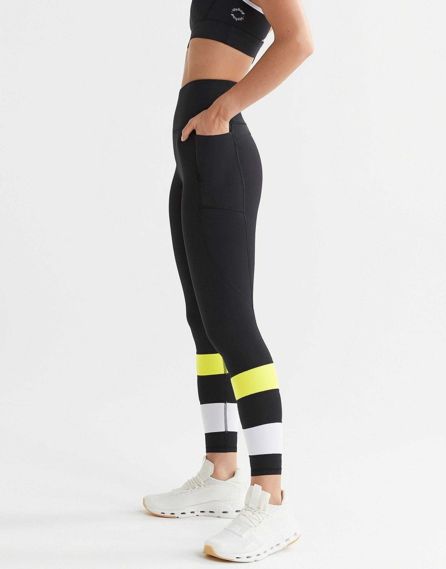 Women Lilybod Edit | Willow Legging - Tarmac Black, White & Zesty Lime