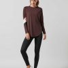 Women Lilybod Edit | Nikki Long Sleeve Tee In Burgundy