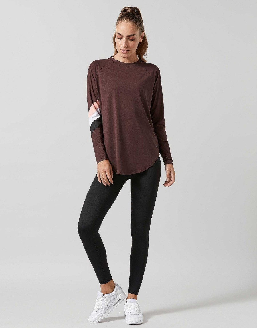 Women Lilybod Edit | Nikki Long Sleeve Tee In Burgundy