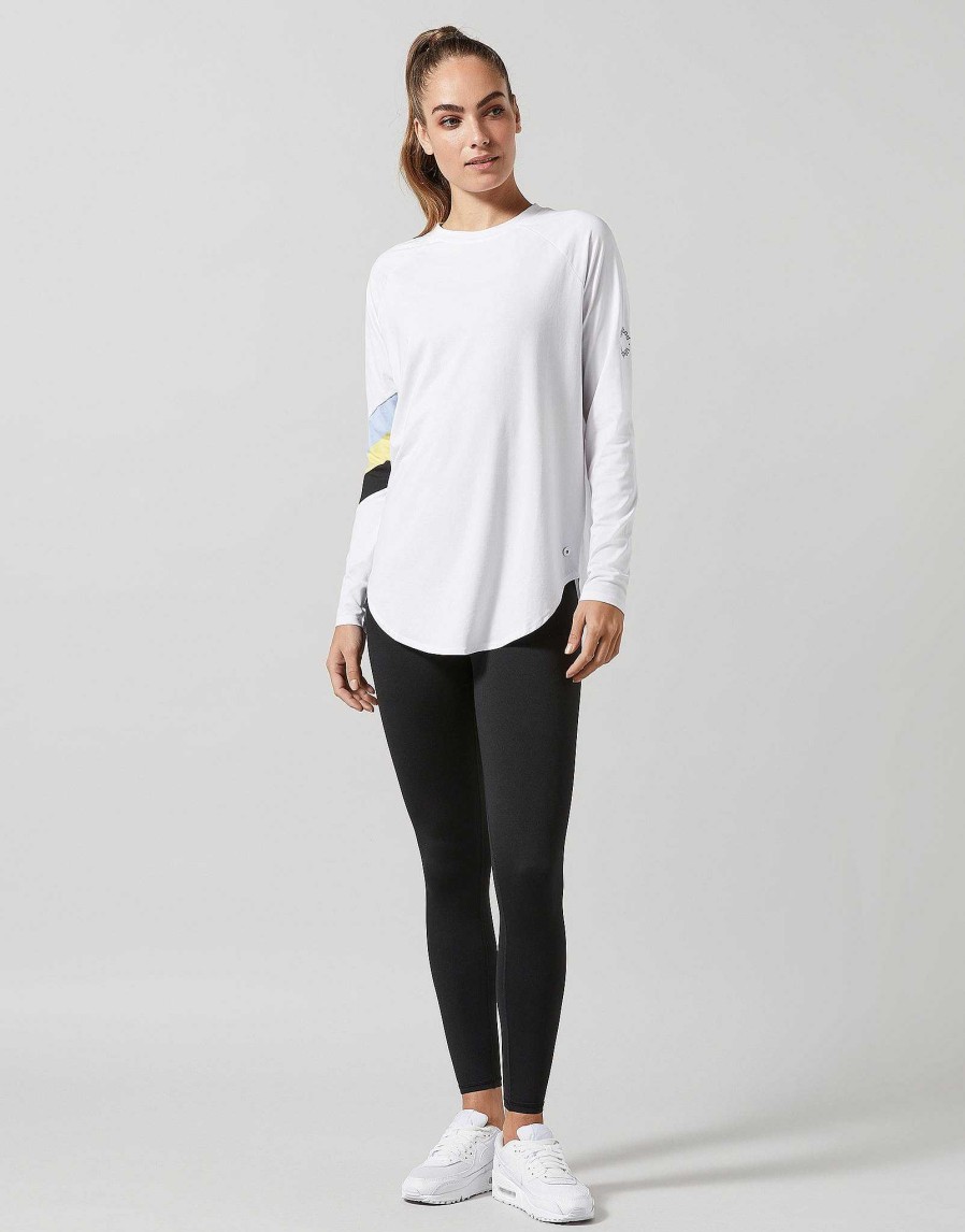 Women Lilybod Edit | Nikki Long Sleeve Tee In White & Yellow