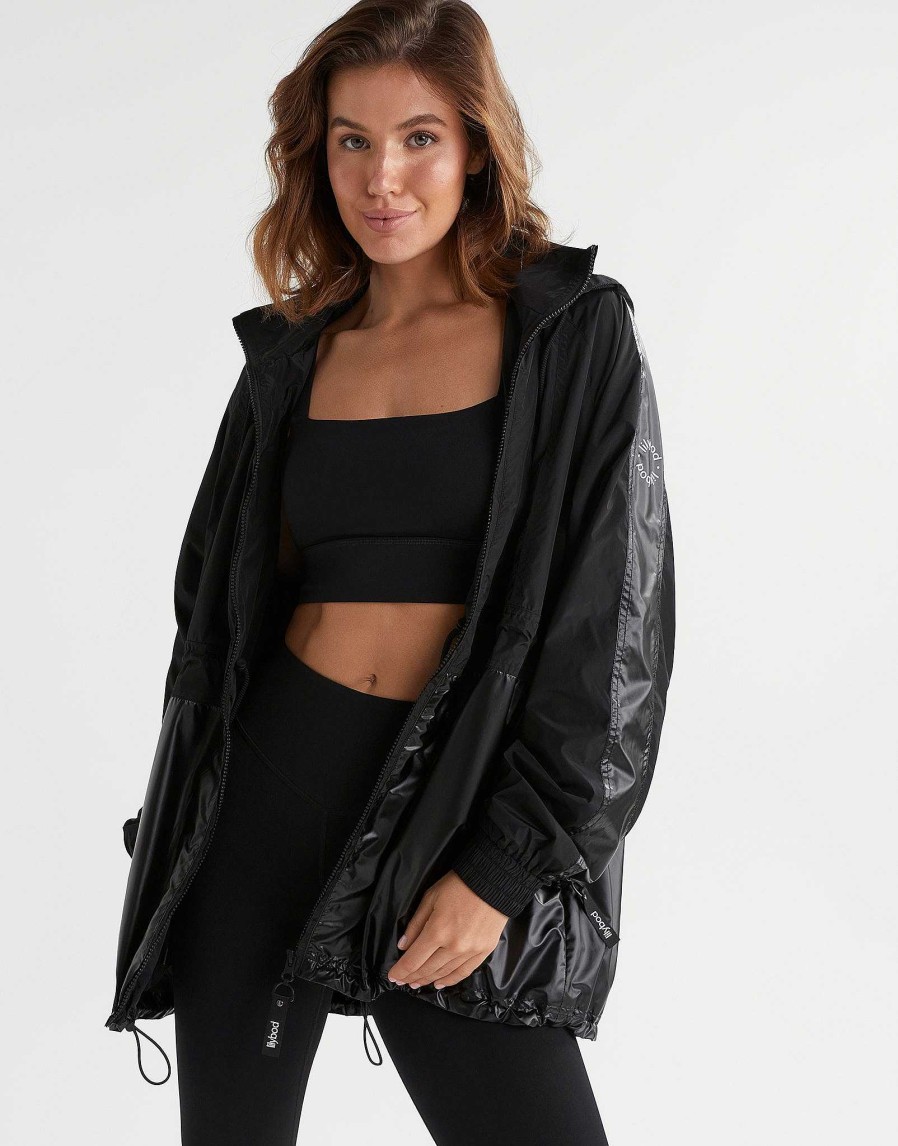 Women Lilybod Jackets | Clara Windbreaker Jacket - Tarmac Black