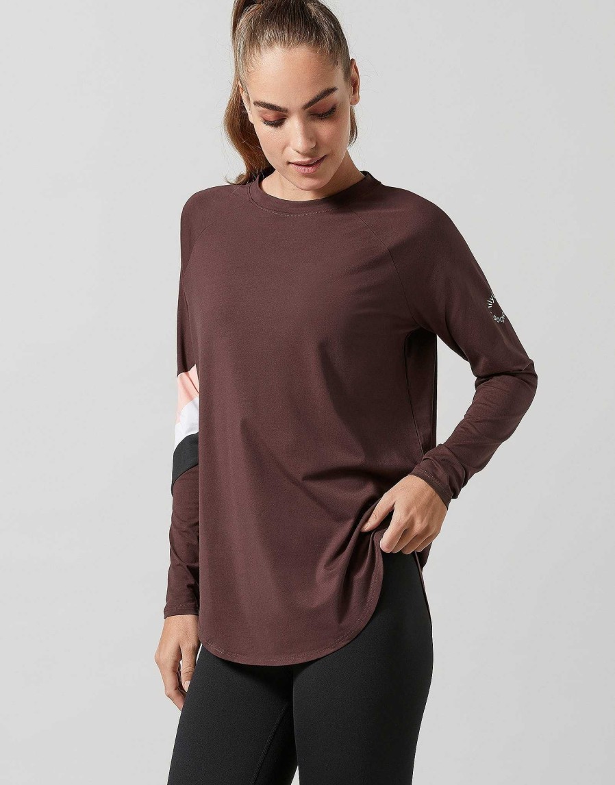 Women Lilybod Edit | Nikki Long Sleeve Tee In Burgundy