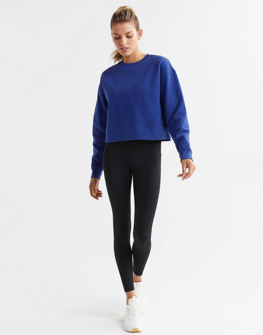 Women Lilybod Edit | Becca Cropped Sweater In Cobalt Blue